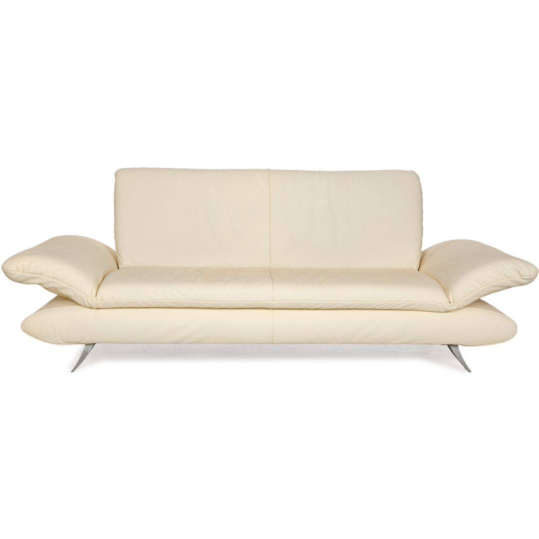 Koinor Rossini Leather Three Seater Cream Manual Function Sofa Couch