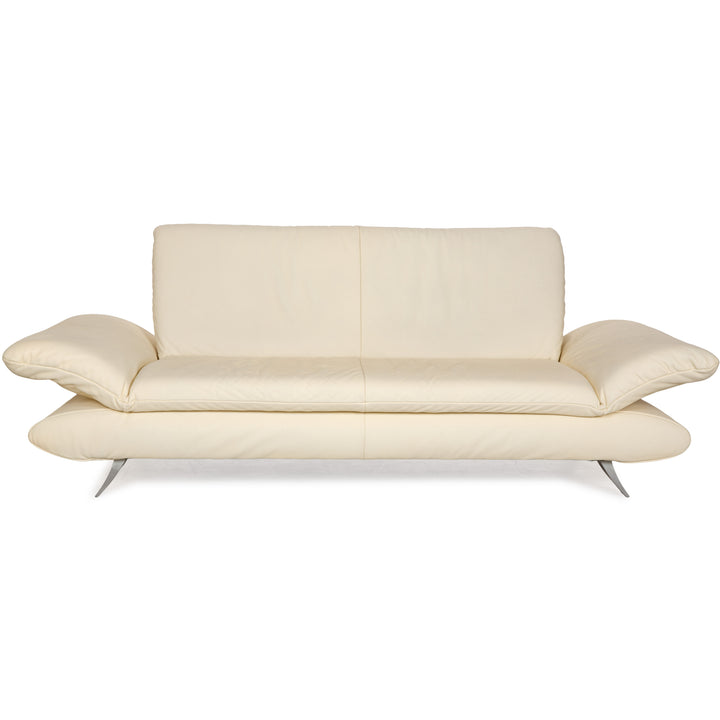 Koinor Rossini Leather Three Seater Cream Manual Function Sofa Couch