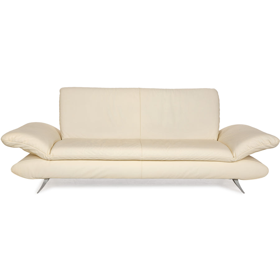 Koinor Rossini Leather Three Seater Cream Manual Function Sofa Couch