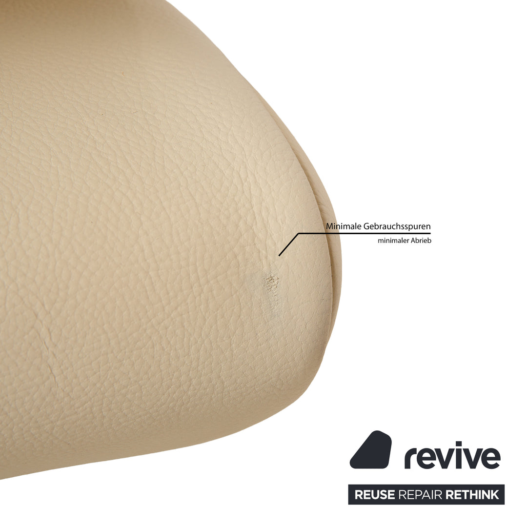 Koinor Rossini Leather Three Seater Cream Manual Function Sofa Couch