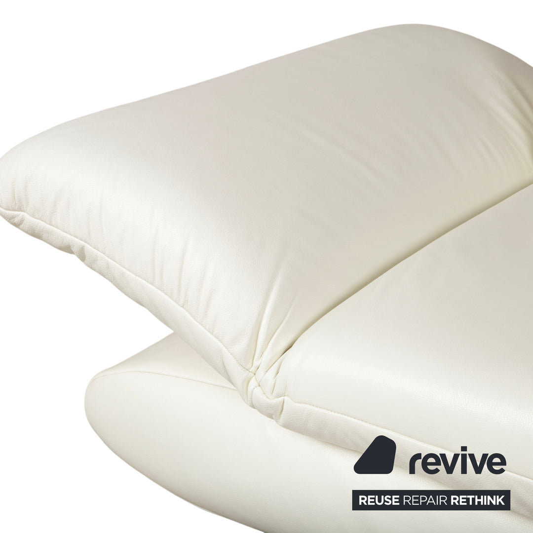 Koinor Rossini Leather Three-Seater Sofa Cream White Manual Function