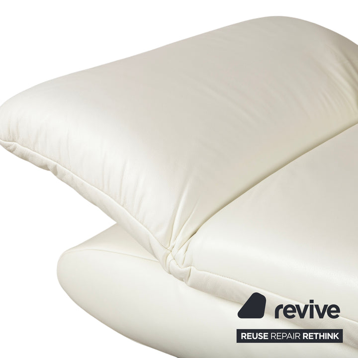 Koinor Rossini Leather Three-Seater Sofa Cream White Manual Function