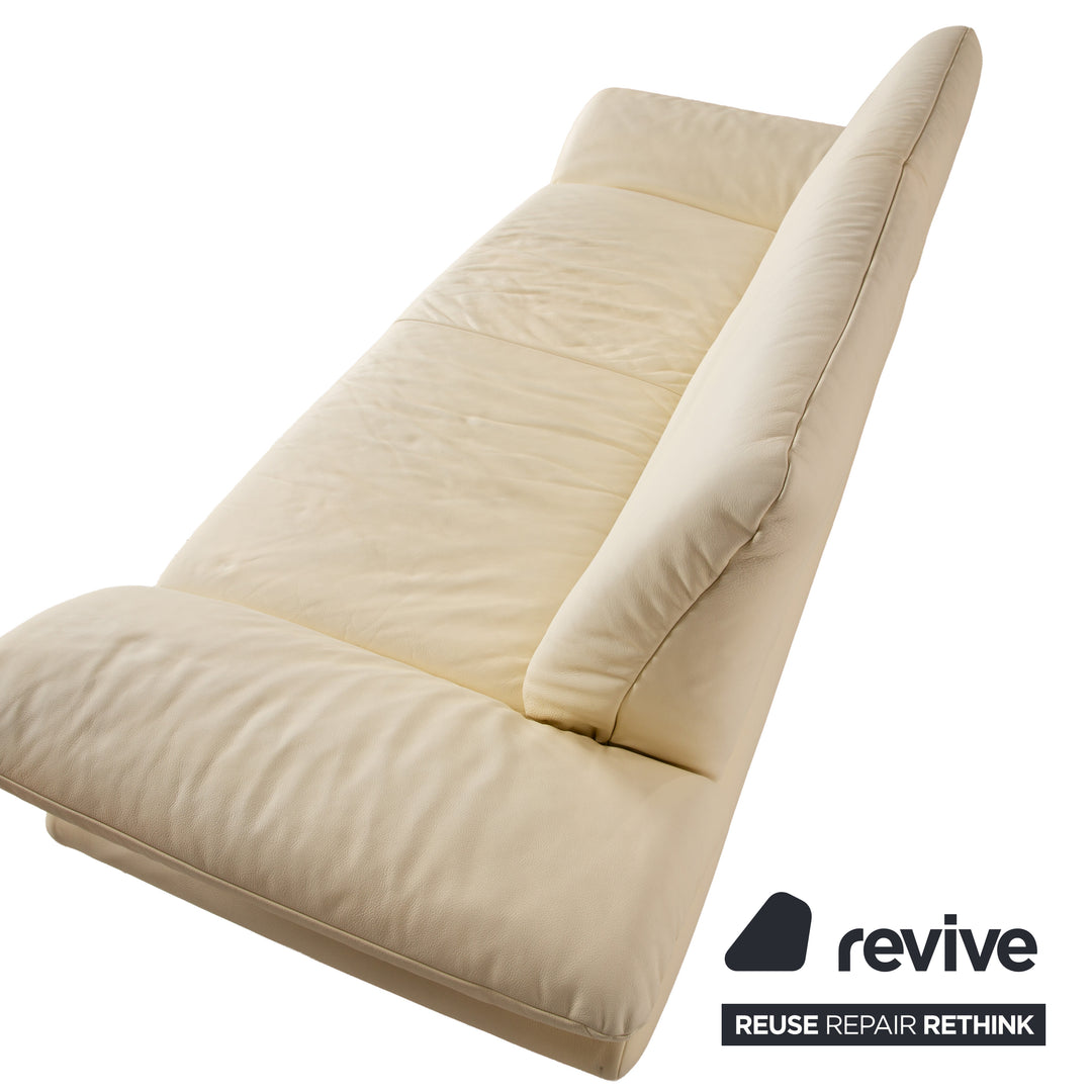 Koinor Rossini Leather Three Seater Cream Manual Function Sofa Couch