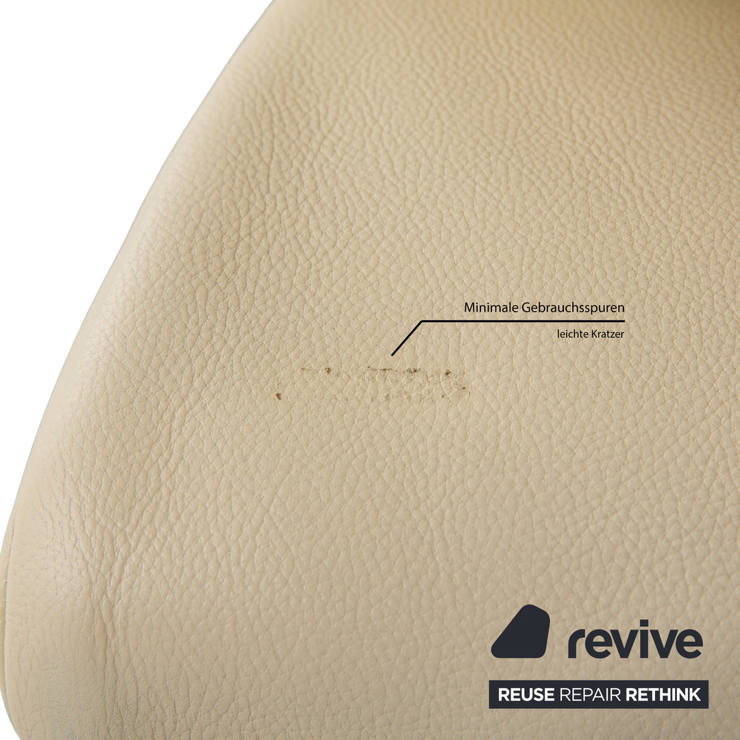 Koinor Rossini Leather Three Seater Cream Manual Function Sofa Couch