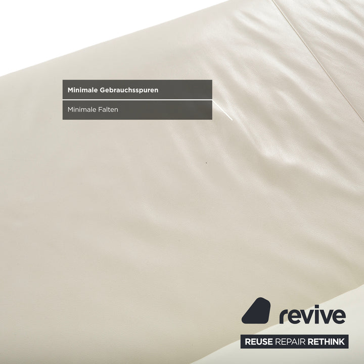 Koinor Rossini Leather Three-Seater Sofa Cream White Manual Function