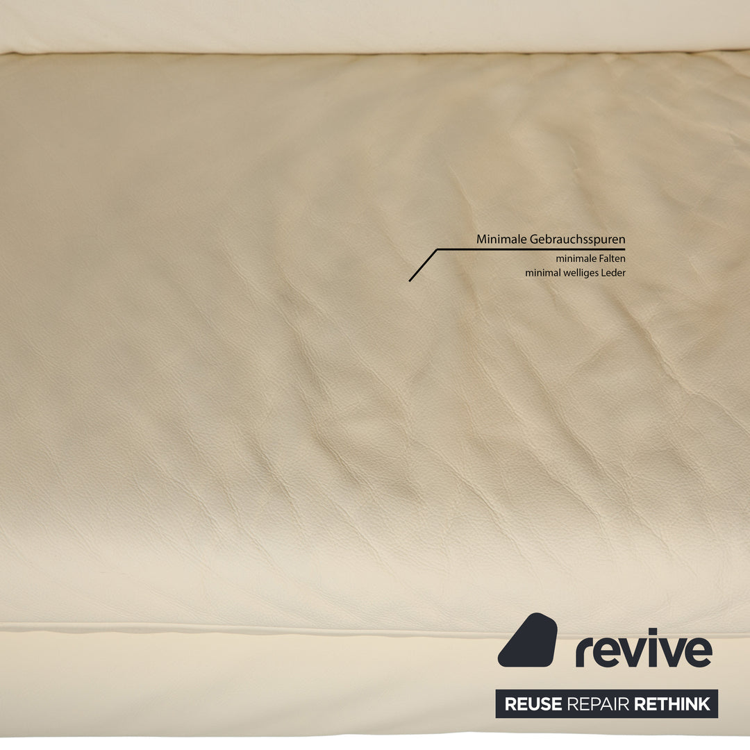 Koinor Rossini Leather Three Seater Cream Manual Function Sofa Couch