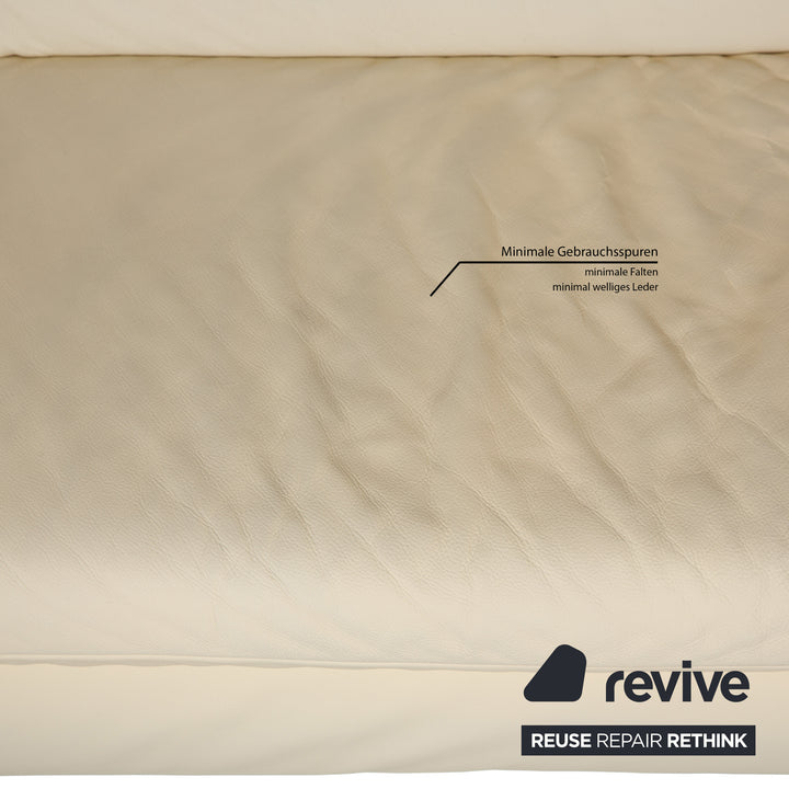 Koinor Rossini Leather Three Seater Cream Manual Function Sofa Couch