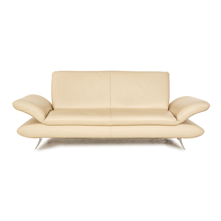 Koinor Rossini Leather Three Seater Cream Manual Function Sofa Couch