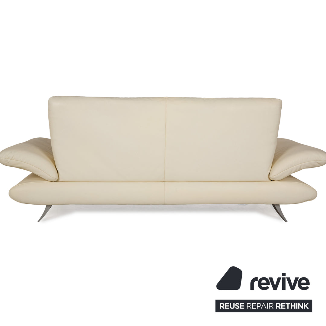 Koinor Rossini Leather Three Seater Cream Manual Function Sofa Couch