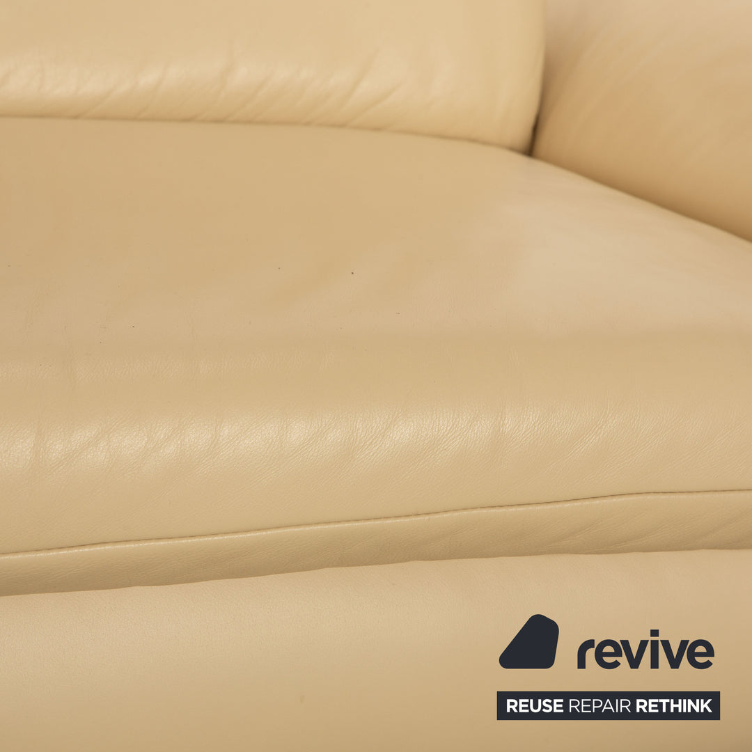 Koinor Rossini leather three-seater cream sofa couch manual function