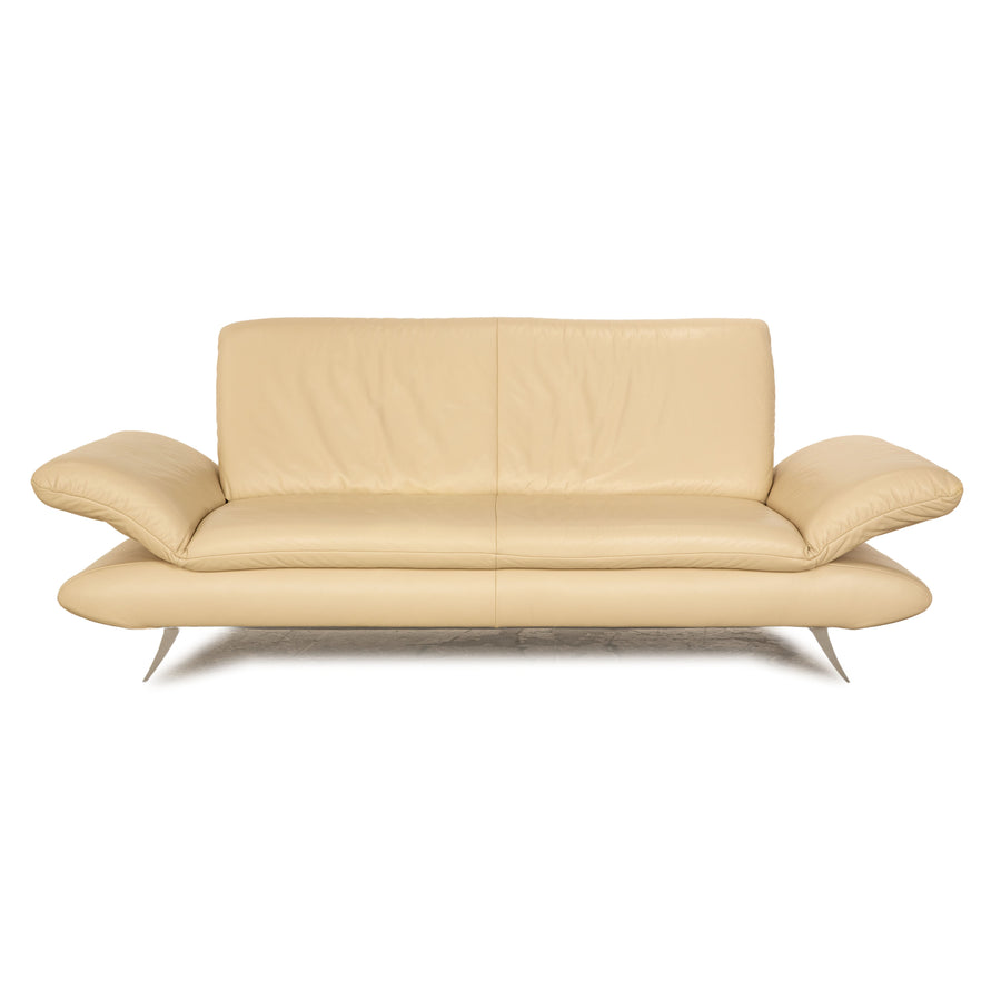 Koinor Rossini leather three-seater cream sofa couch manual function