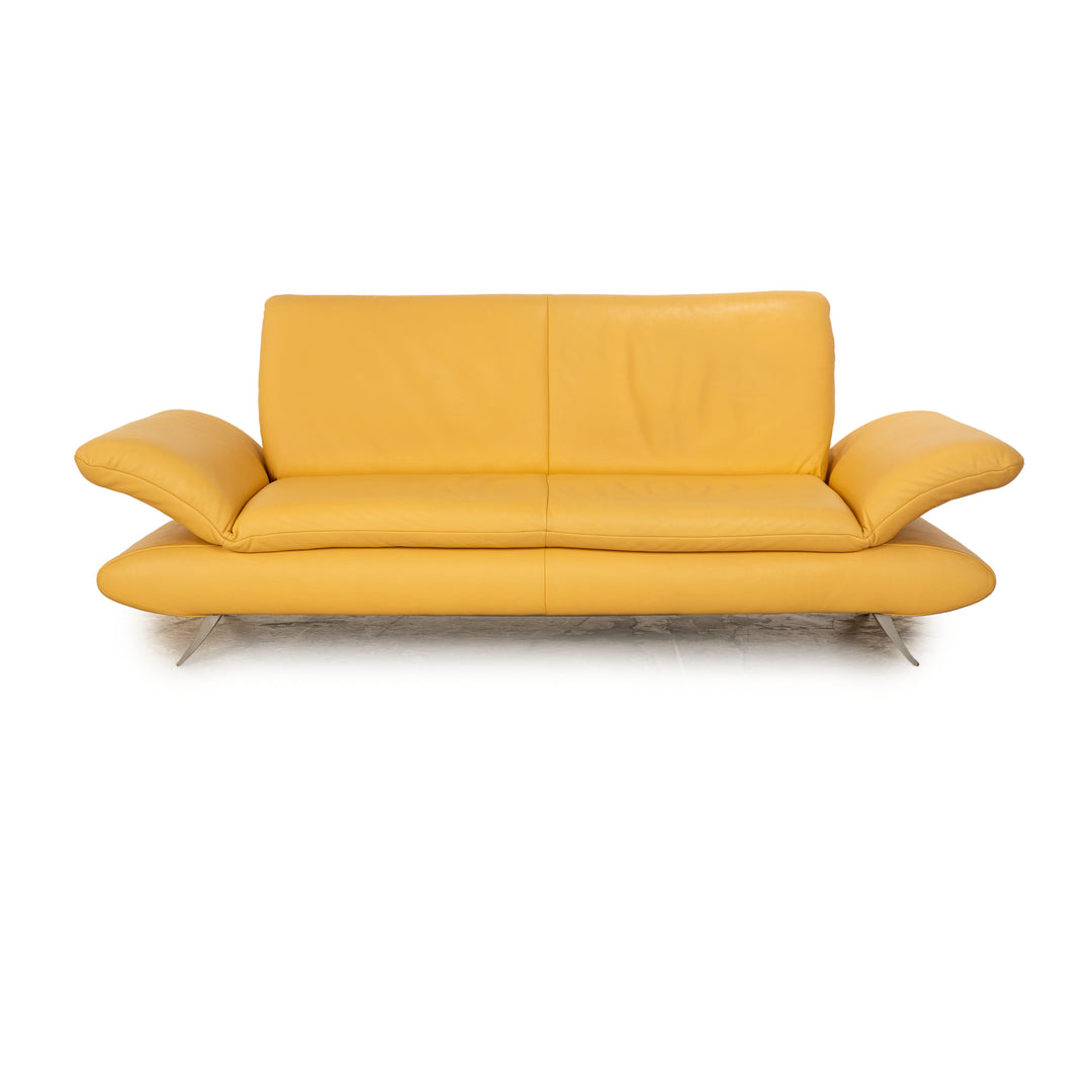 Koinor Rossini Leather Three Seater Yellow Manual Function Sofa Couch