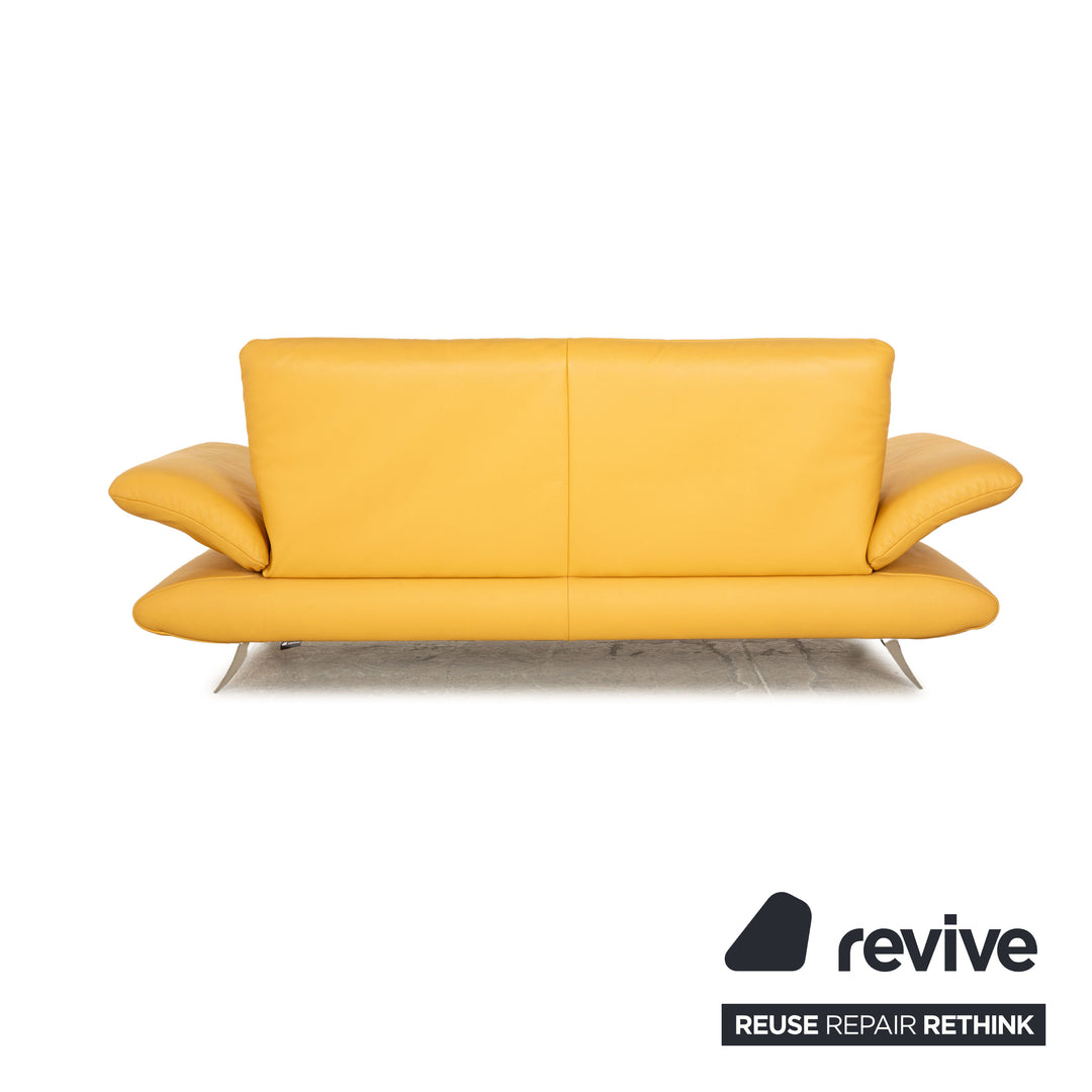 Koinor Rossini Leather Three Seater Yellow Manual Function Sofa Couch