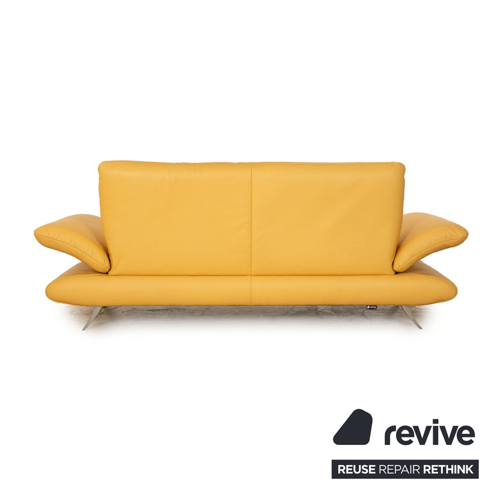 Koinor Rossini Leather Three Seater Yellow Manual Function Sofa Couch