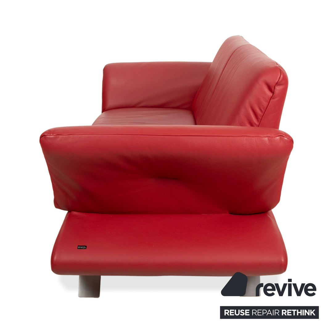 Koinor Rossini lædersofa med tre siddepladser, rød, manuel funktion, sofa