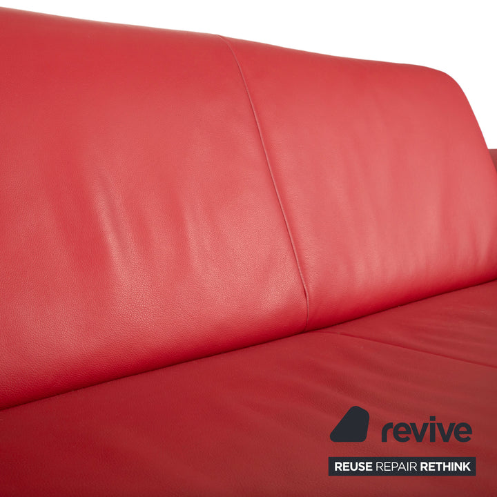 Koinor Rossini lædersofa med tre siddepladser, rød, manuel funktion, sofa