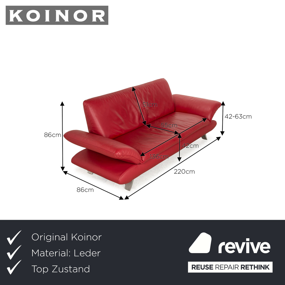 Koinor Rossini Leder Dreisitzer Rot manuelle Funktion Sofa Couch