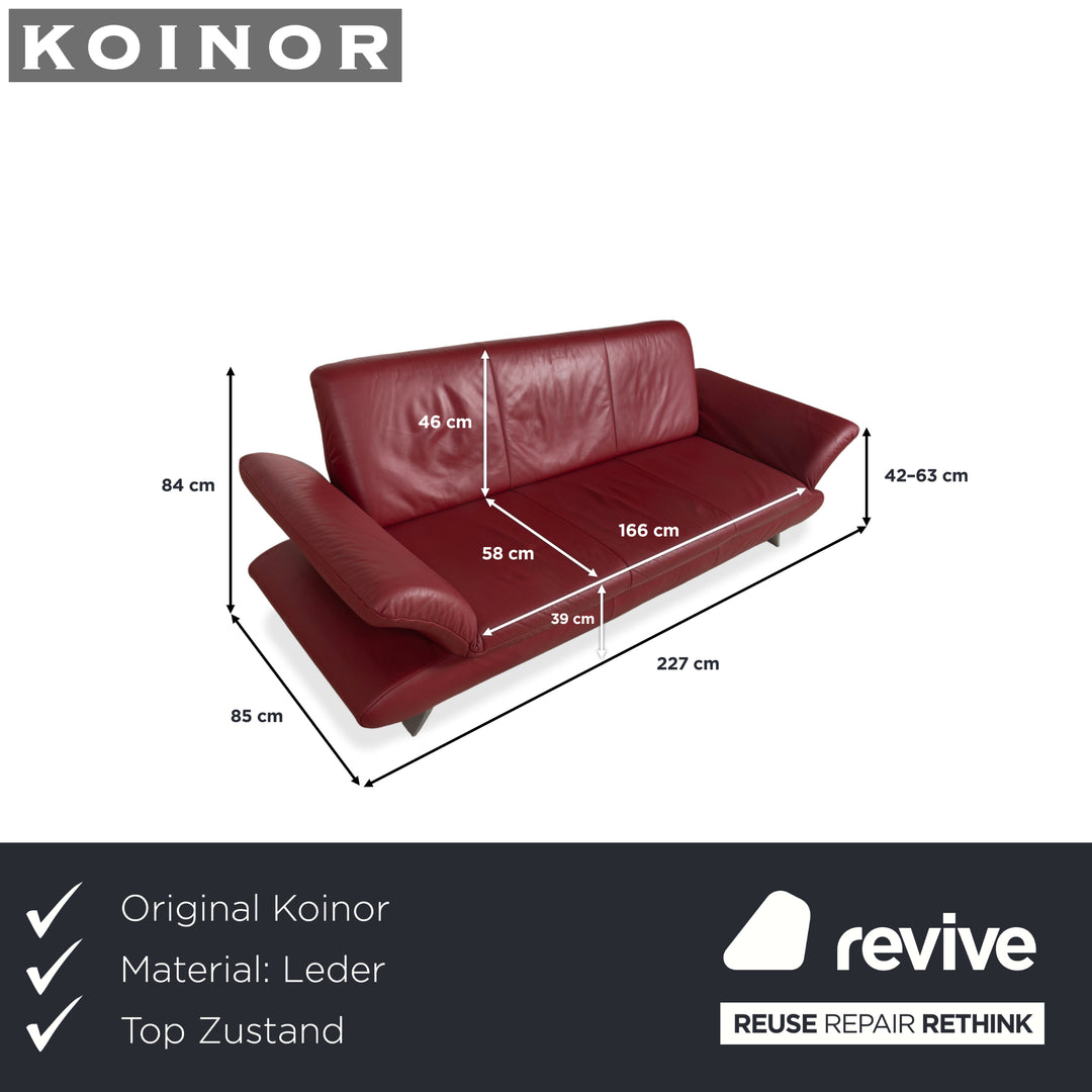 Koinor Rossini Leder Dreisitzer Rot Rubin Sofa Couch