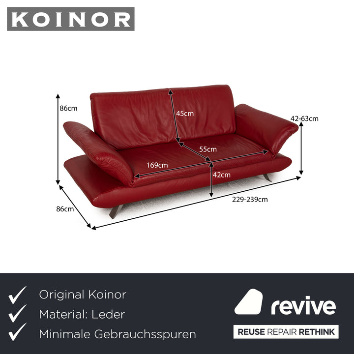 Koinor Rossini Leder Dreisitzer Rot Sofa Couch