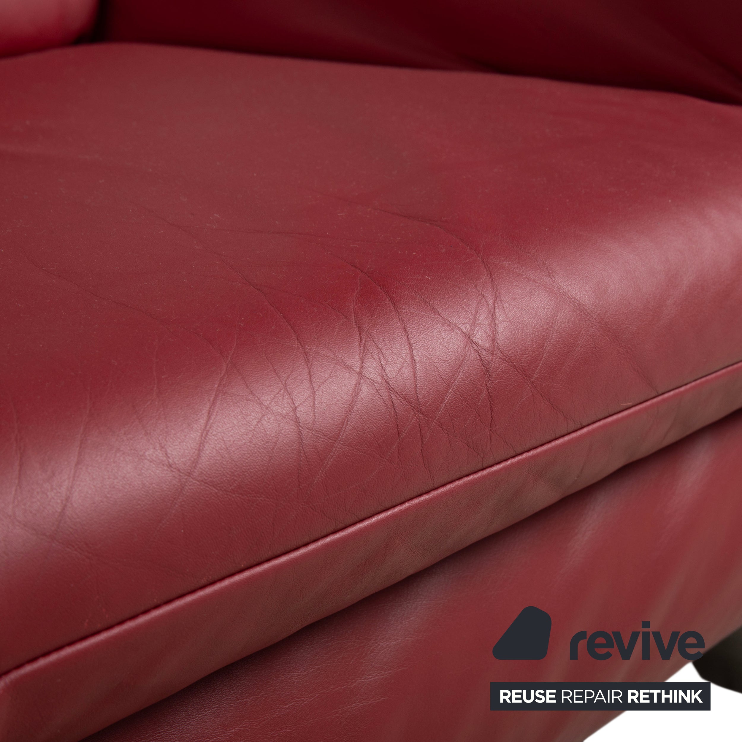 Koinor Rossini Leder Dreisitzer Rot Rubin Sofa Couch