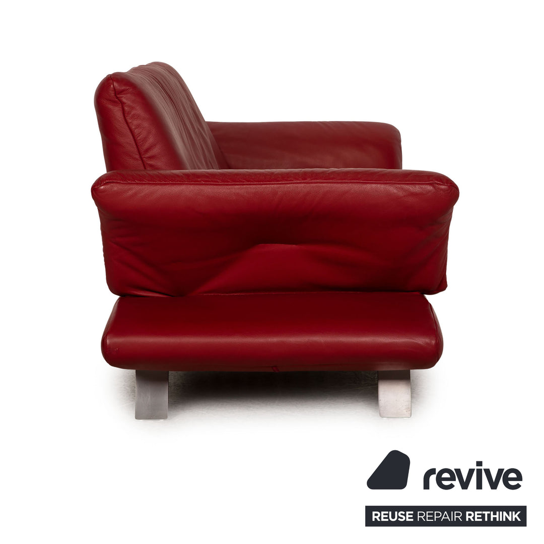 Koinor Rossini Leather Three Seater Red Sofa Couch