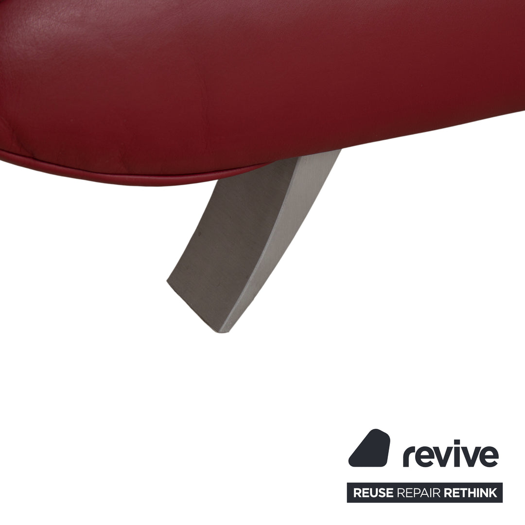 Koinor Rossini Leather Three Seater Red Sofa Couch Manual Function