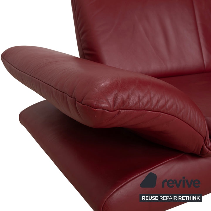 Koinor Rossini Leather Three Seater Red Sofa Couch Manual Function