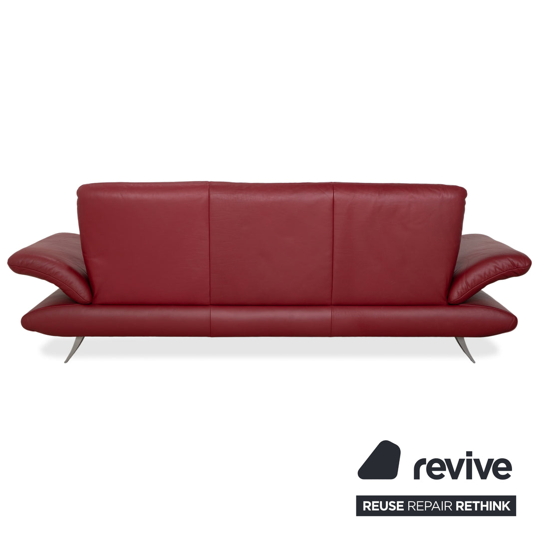 Koinor Rossini Leather Three Seater Red Sofa Couch Manual Function