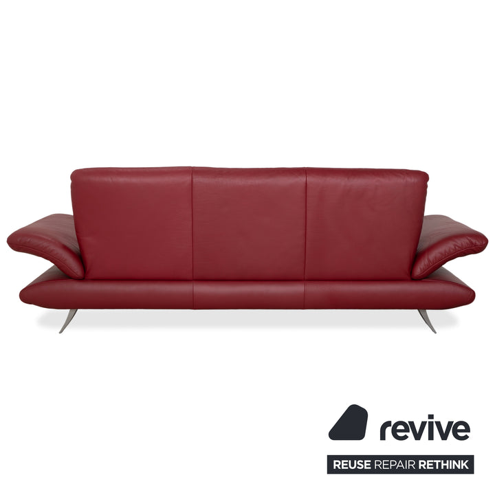 Koinor Rossini Leather Three Seater Red Sofa Couch Manual Function