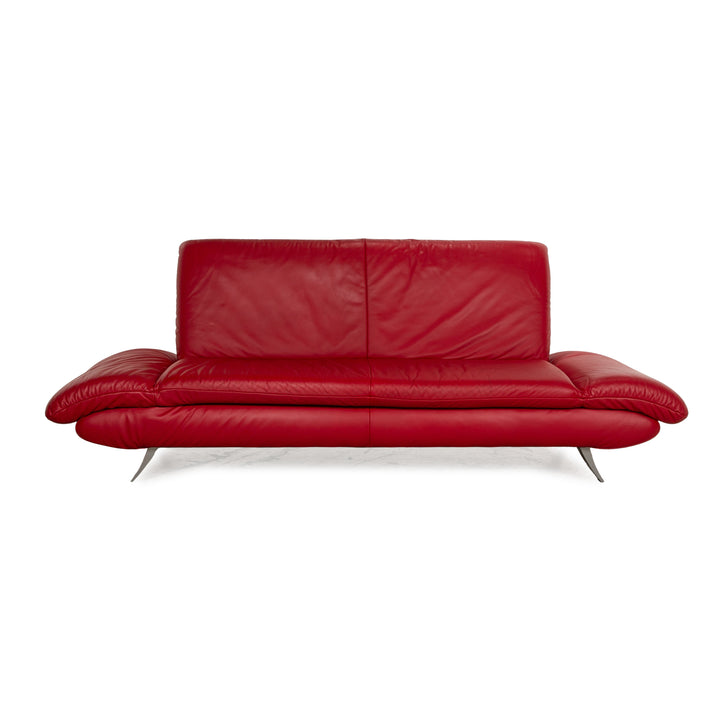 Koinor Rossini Leather Three Seater Red Sofa Couch Manual Function