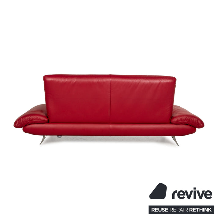 Koinor Rossini Leather Three Seater Red Sofa Couch Manual Function