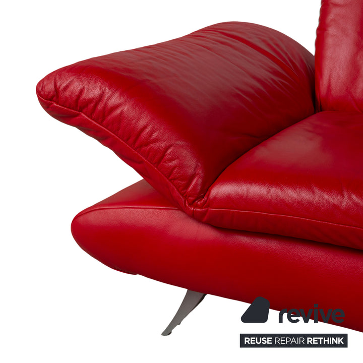 Koinor Rossini Leder Dreisitzer Rot Sofa Couch manuelle Funktion