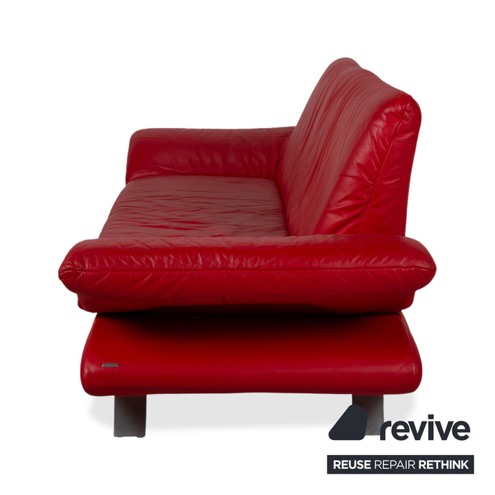 Koinor Rossini Leder Dreisitzer Rot Sofa Couch manuelle Funktion