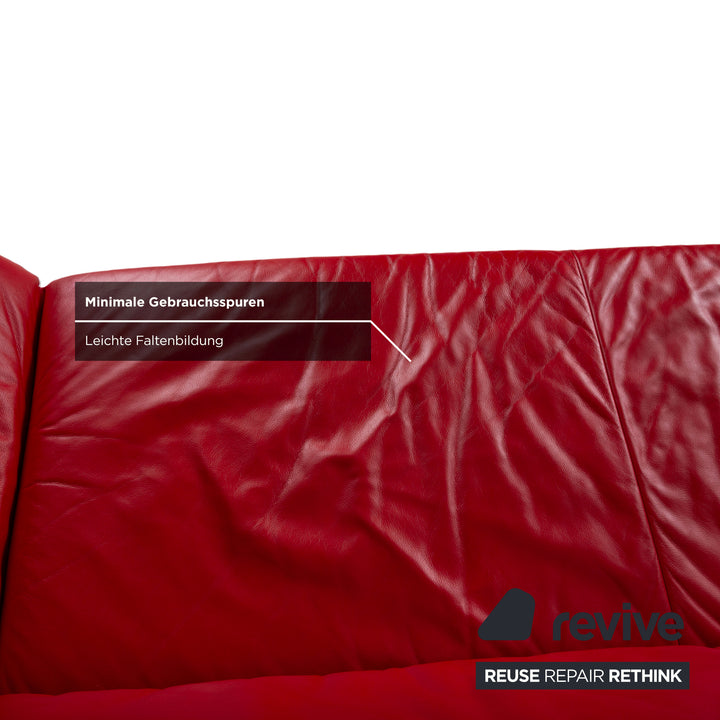 Koinor Rossini Leder Dreisitzer Rot Sofa Couch manuelle Funktion