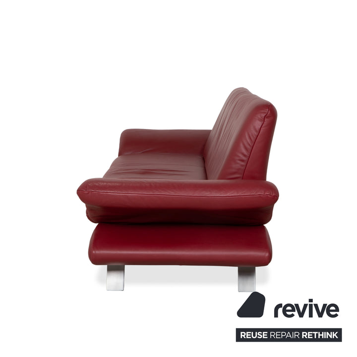Koinor Rossini Leather Three Seater Red Sofa Couch Manual Function