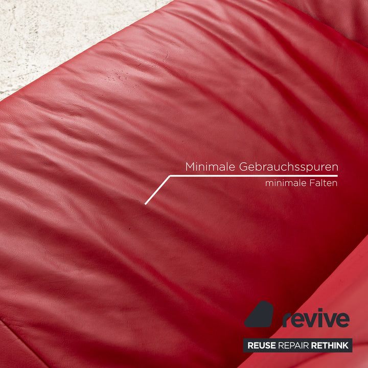 Koinor Rossini Leder Dreisitzer Rot Sofa Couch manuelle Funktion