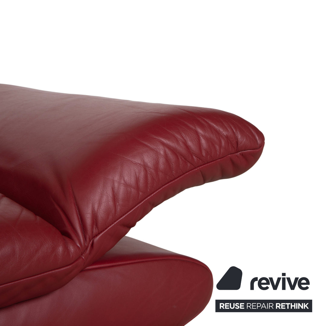Koinor Rossini Leather Three Seater Red Sofa Couch Manual Function
