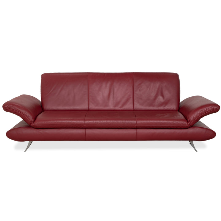 Koinor Rossini Leather Three Seater Red Sofa Couch Manual Function