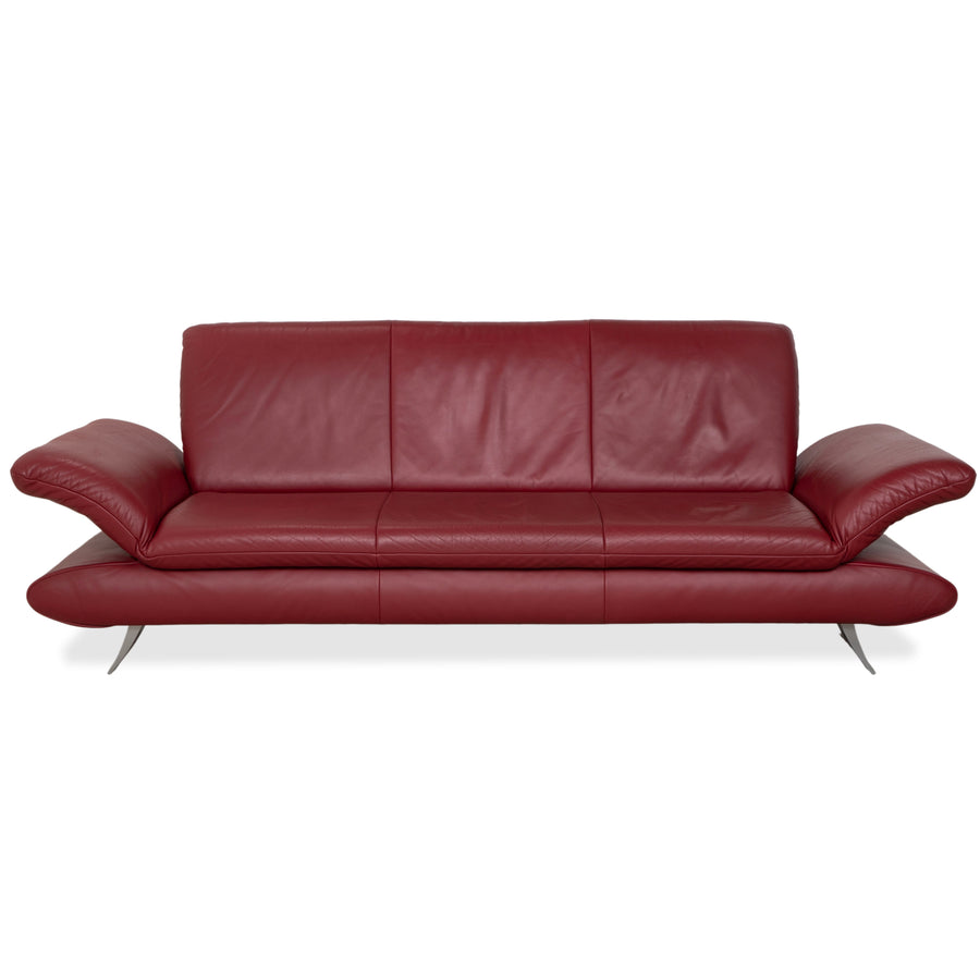 Koinor Rossini Leather Three Seater Red Sofa Couch Manual Function