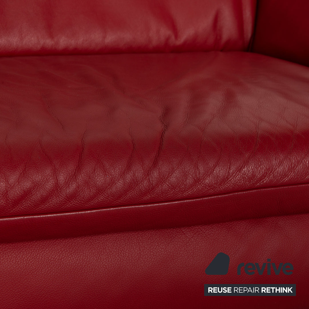 Koinor Rossini Leather Three Seater Red Sofa Couch