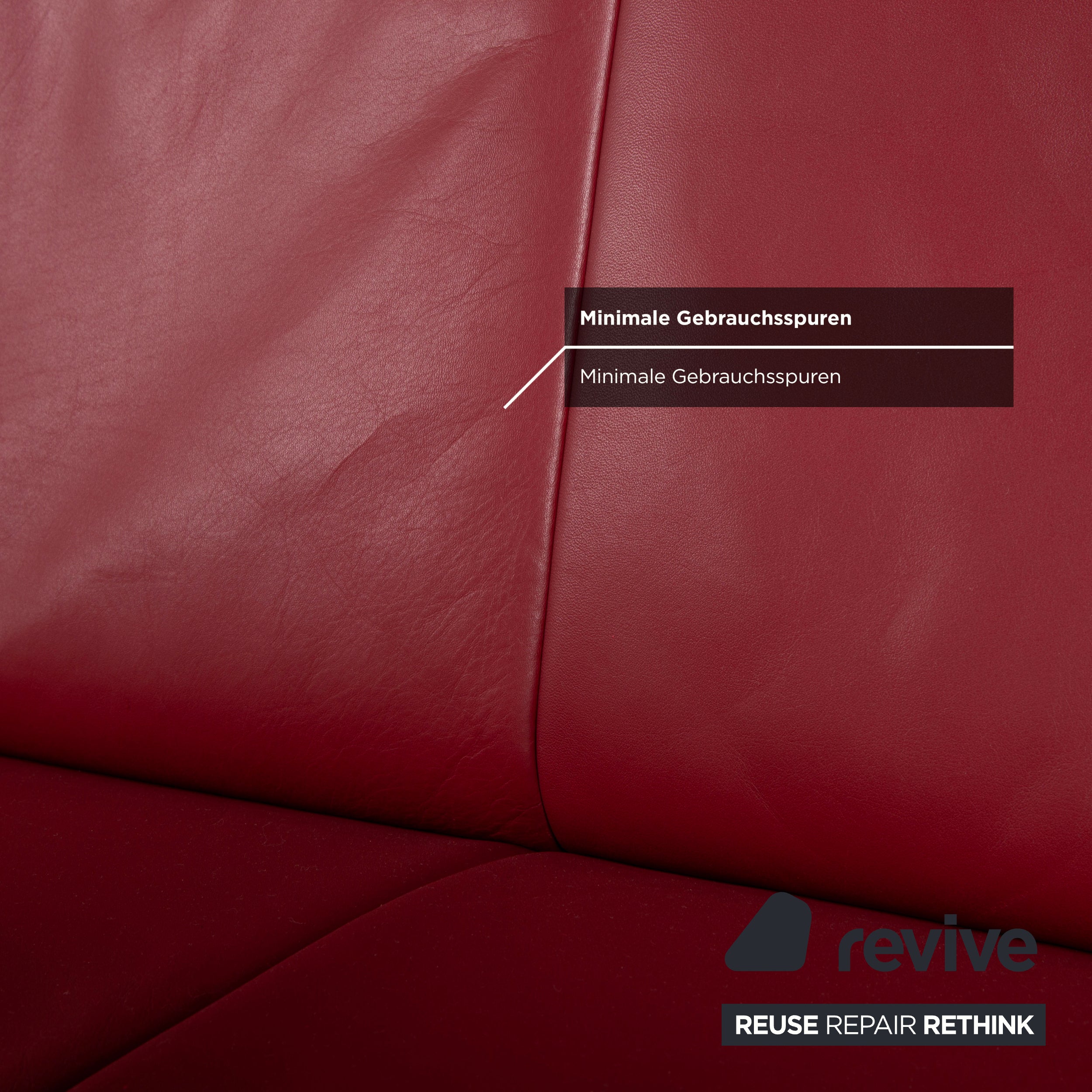 Koinor Rossini Leder Dreisitzer Rot Rubin Sofa Couch