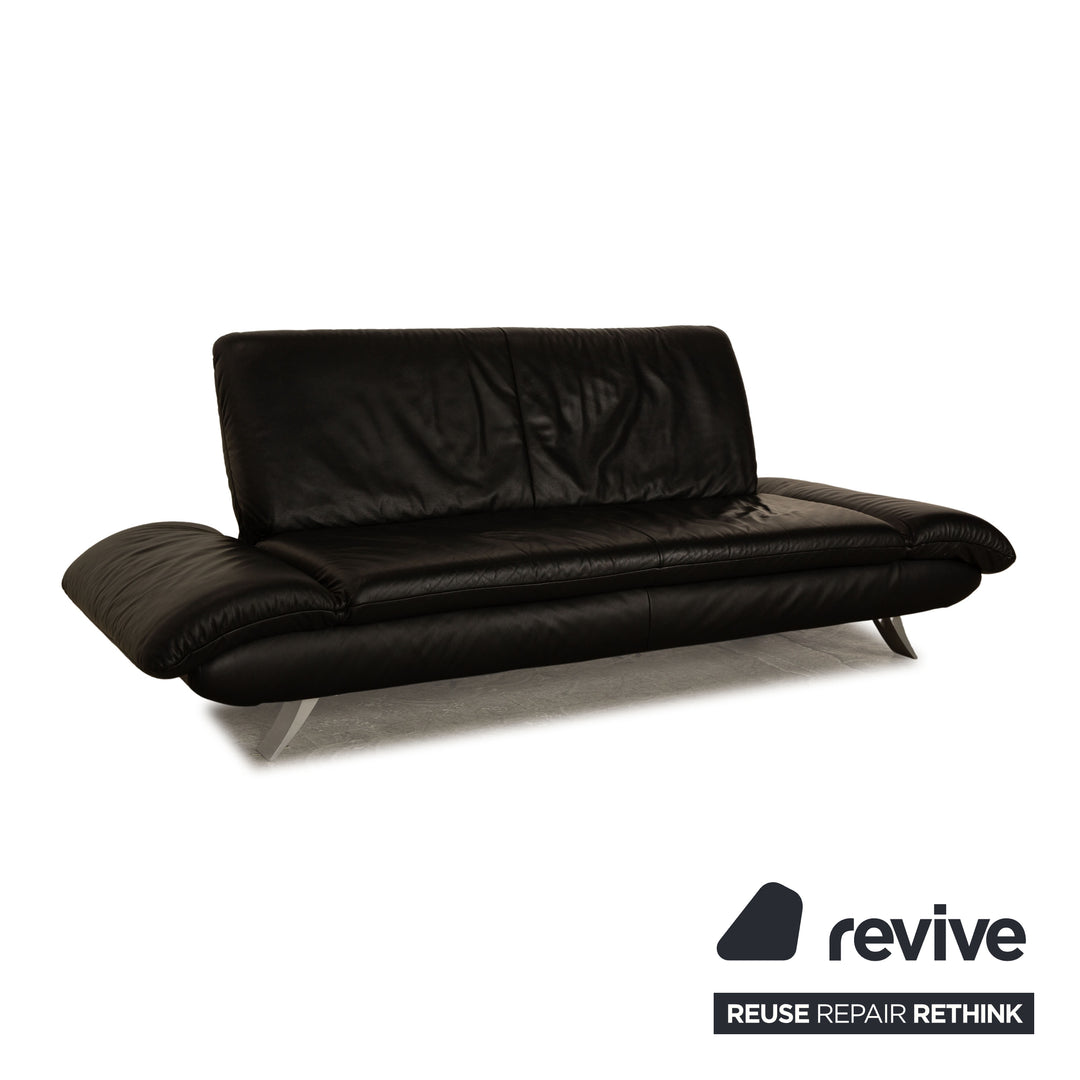 Koinor Rossini Leather Three Seater Black Manual Function Sofa Couch