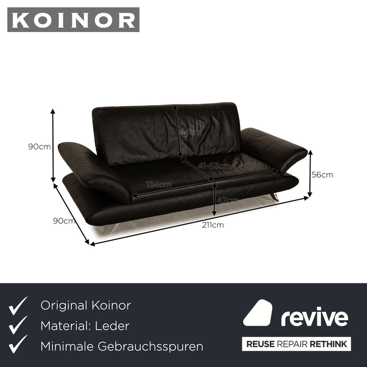 Koinor Rossini Leder Dreisitzer Schwarz manuelle Funktion Sofa Couch
