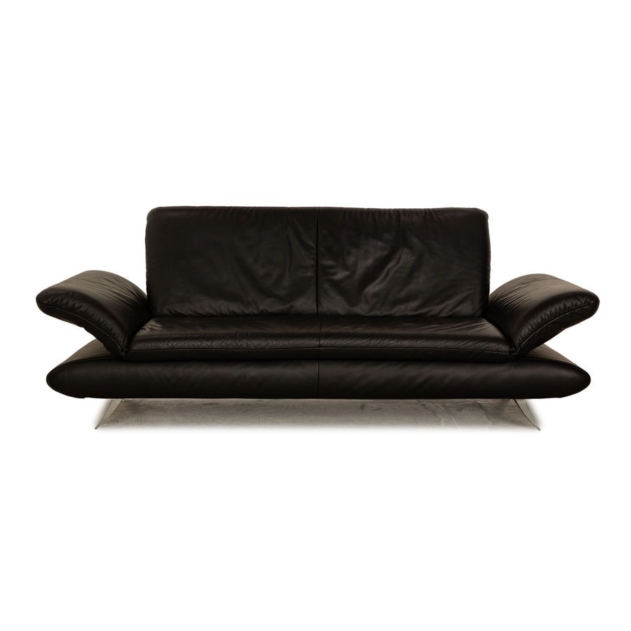 Koinor Rossini Leather Three Seater Black Manual Function Sofa Couch