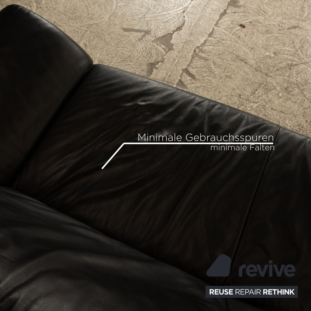 Koinor Rossini Leder Dreisitzer Schwarz manuelle Funktion Sofa Couch
