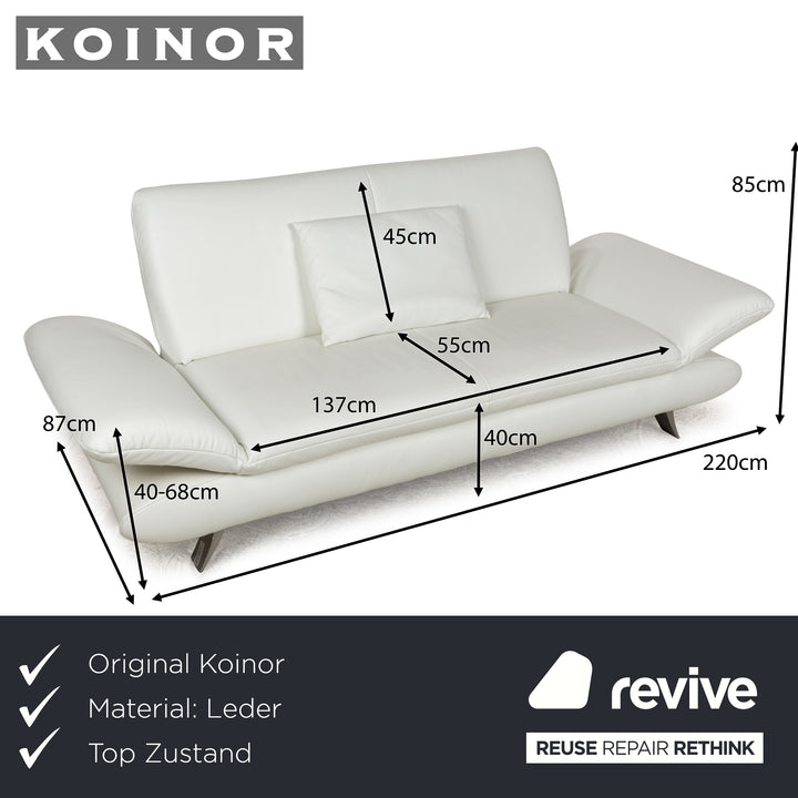 Koinor Rossini Leder Dreisitzer Weiß manuelle Funktion Sofa Couch