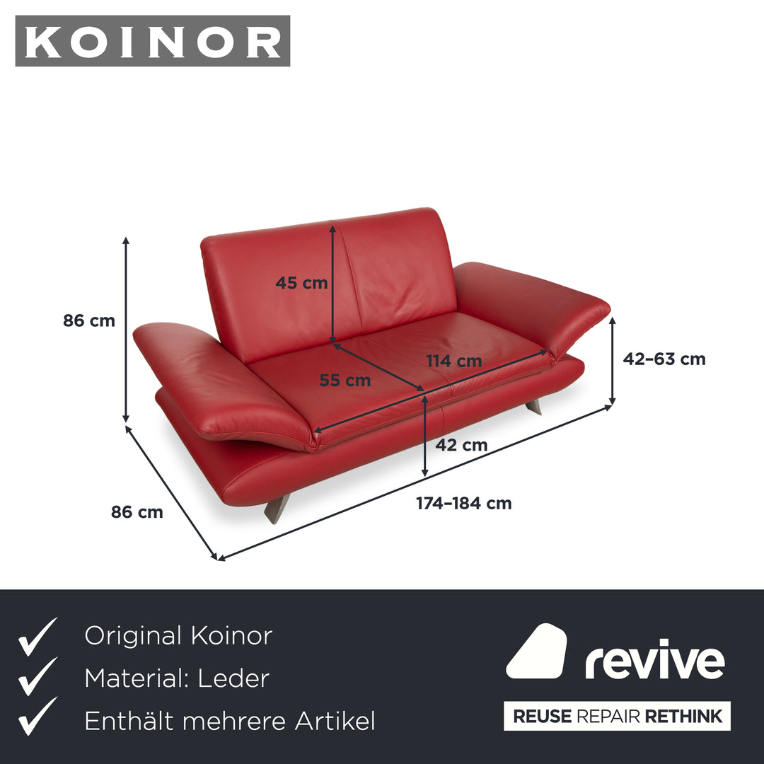 Koinor Rossini Leder Dreisitzer Zweisitzer Rot manuelle Funktion Sofa Couch