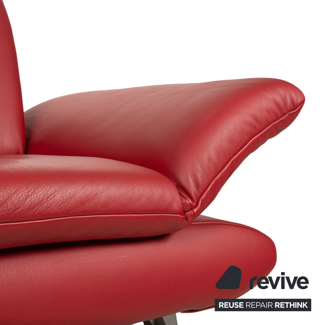 Koinor Rossini læder tresæder tosæder rød manuel funktion sofa