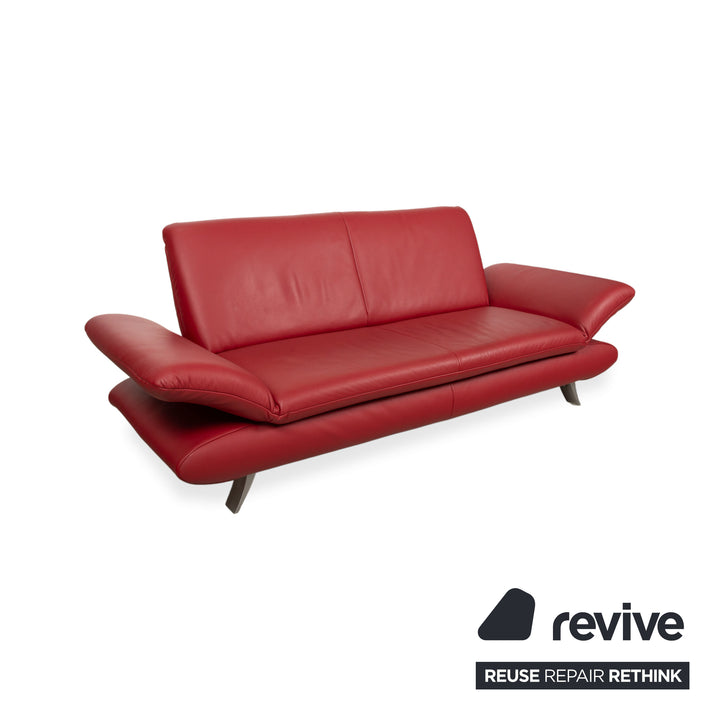 Koinor Rossini læder tresæder tosæder rød manuel funktion sofa