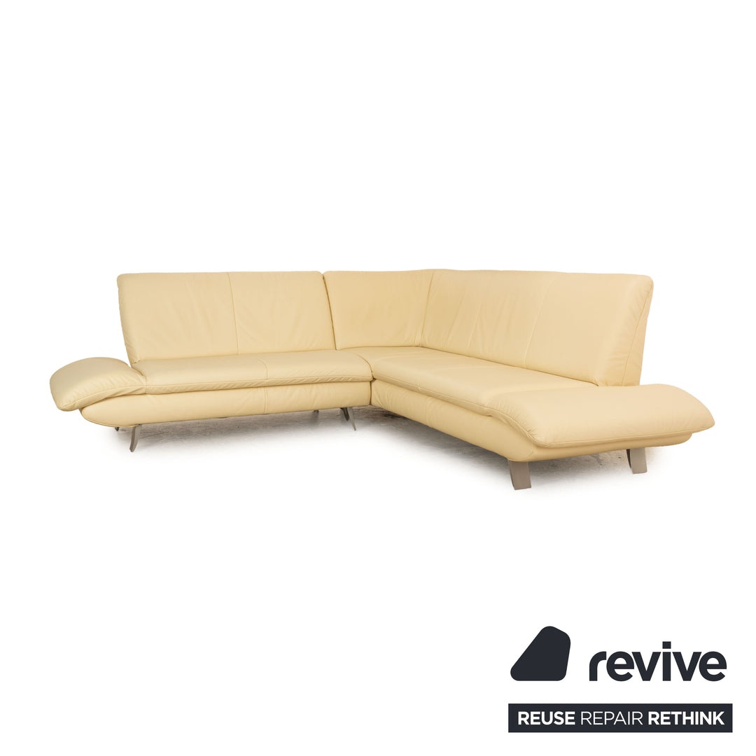 Koinor Rossini leather corner sofa beige sofa couch manual function